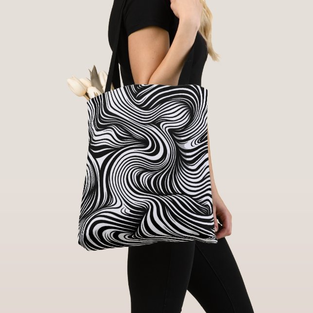 Monochrome Kaleidoscope Tote Bag (Close Up)