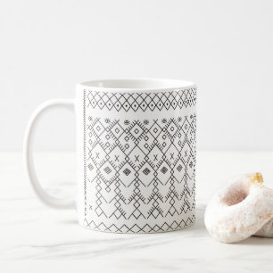 Monochrome Kilim: Moroccan Tribal Texture Art Coffee Mug