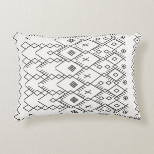 Monochrome Kilim: Moroccan Tribal Texture Art Decorative Cushion