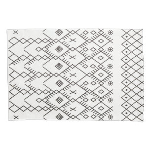Monochrome Kilim: Moroccan Tribal Texture Art Pillowcase