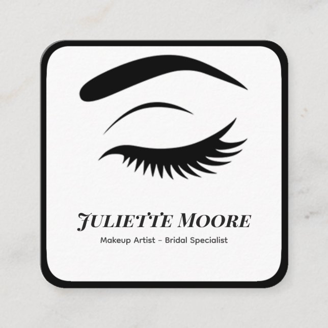 Monochrome Lash Logo Makeup Business Card (Front)