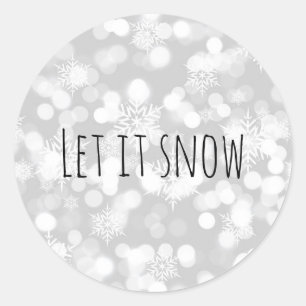 Monochrome Let It Snow Classic Round Sticker