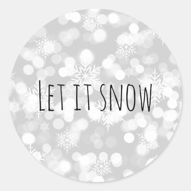 Monochrome Let It Snow Classic Round Sticker (Front)