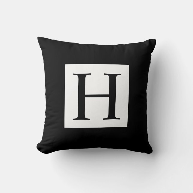 MONOCHROME LETTER H MONOGRAM THROW CUSHION (Front)