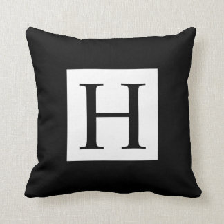 MONOCHROME LETTER H MONOGRAM THROW CUSHION
