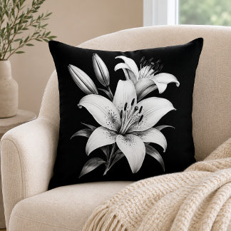 Monochrome Lily Cushion