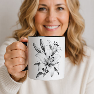 Monochrome Lily Mug