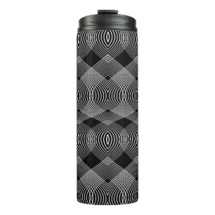 Monochrome Lines: Textured Abstract Design Thermal Tumbler