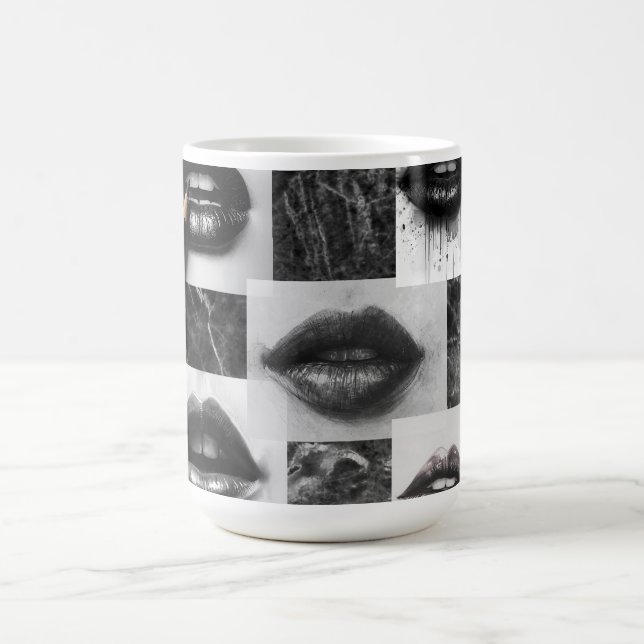 Monochrome Lips Classic Mug – Stylish Black & Whit (Center)