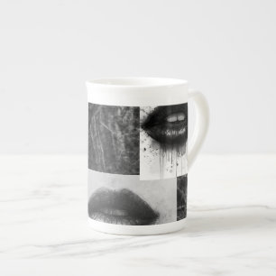Monochrome Lips Specialty Mug Elegant Black White