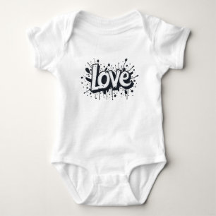 Monochrome Love Tag Baby Bodysuit