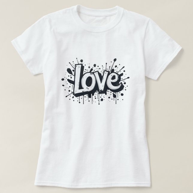 Monochrome Love Tag T-Shirt (Design Front)