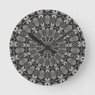 Monochrome Mandala Round Clock