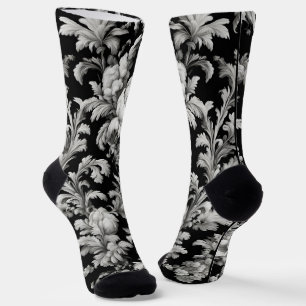 Monochrome Marble Toile Crew Socks