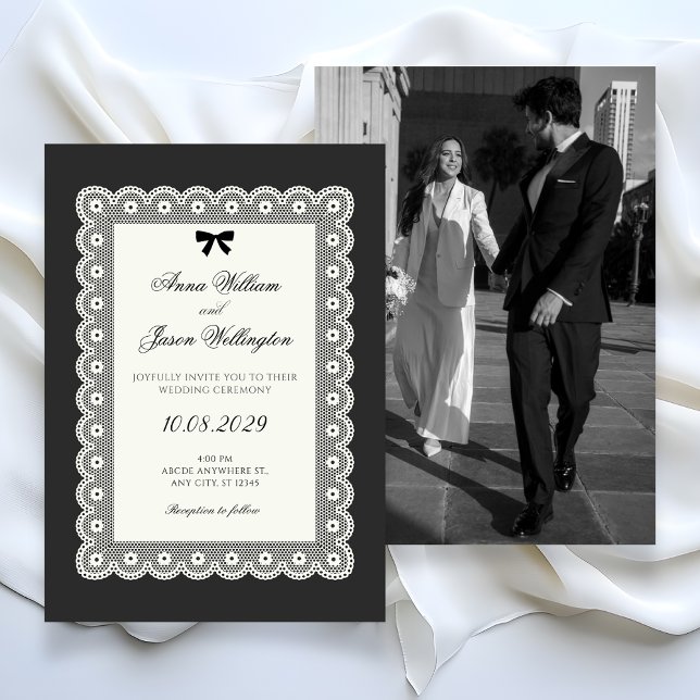 Monochrome minimalist elegant wedding  invitation (Creator Uploaded)