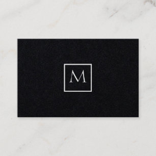 Monochrome Minimalist Rectangle Monogram Business Card