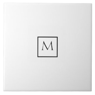 Monochrome Minimalist Rectangle Monogram Tile