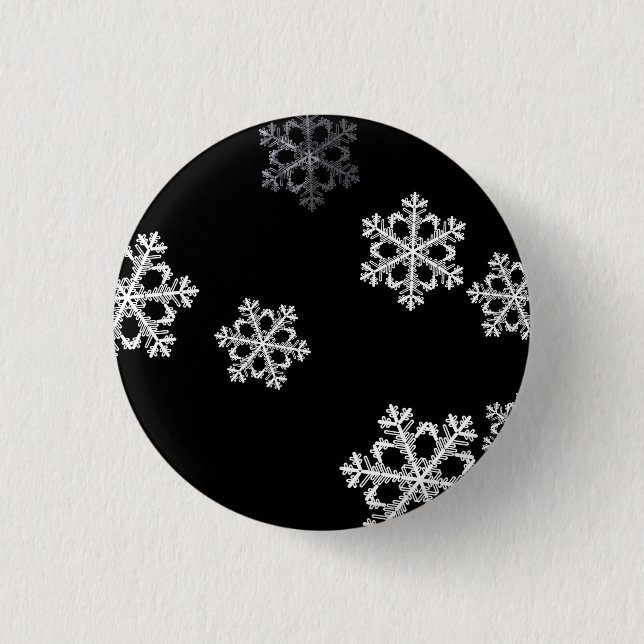 Monochrome Minimalist Snowflake Christmas Pattern 3 Cm Round Badge (Front)