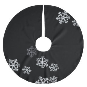 Monochrome Minimalist Snowflake Christmas Pattern Brushed Polyester Tree Skirt