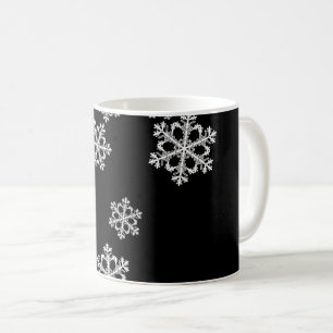 Monochrome Minimalist Snowflake Christmas Pattern Coffee Mug