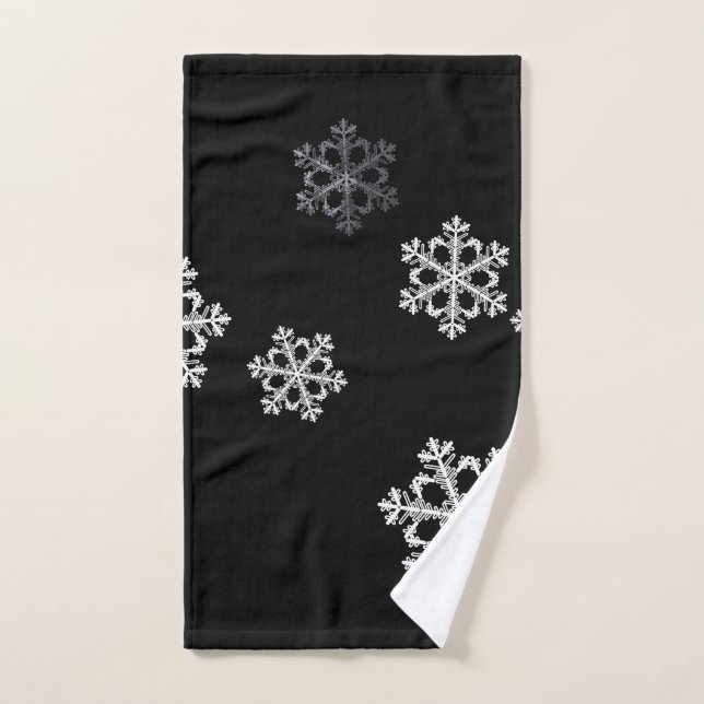 Monochrome Minimalist Snowflake Christmas Pattern Hand Towel (Hand Towel)