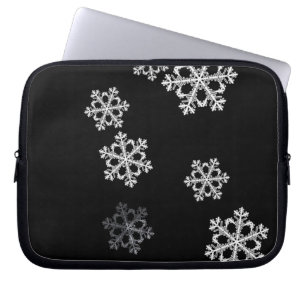 Monochrome Minimalist Snowflake Christmas Pattern Laptop Sleeve