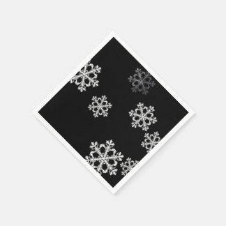 Monochrome Minimalist Snowflake Christmas Pattern Napkin