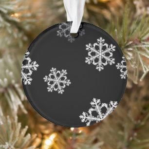 Monochrome Minimalist Snowflake Christmas Pattern Ornament