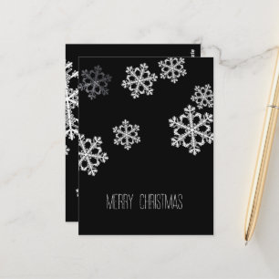 Monochrome Minimalist Snowflake Christmas Pattern Postcard