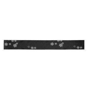 Monochrome Minimalist Snowflake Christmas Pattern Satin Ribbon