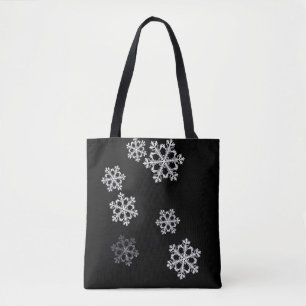 Monochrome Minimalist Snowflake Christmas Pattern Tote Bag