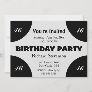 Monochrome Modern Birthday Balloons Invitation