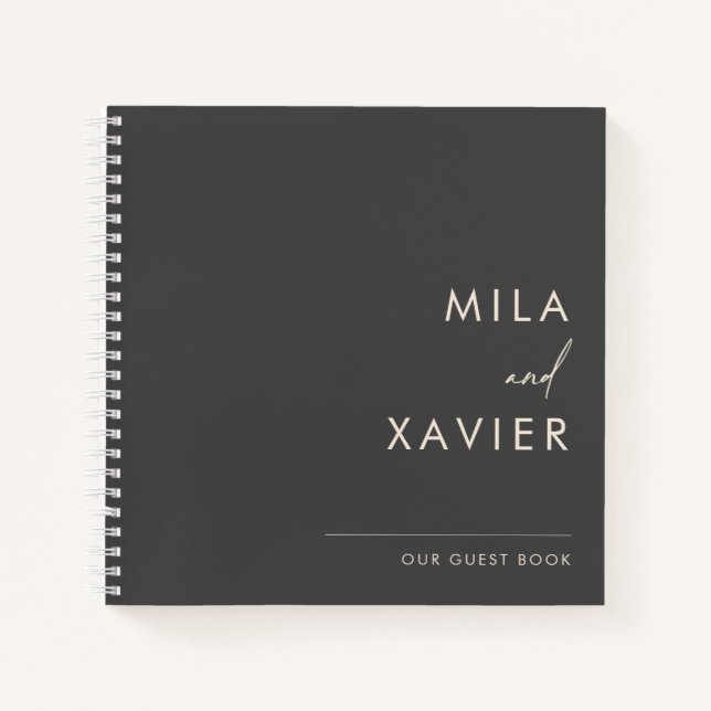 Monochrome | Modern Minimal Wedding Guest Book (Front)
