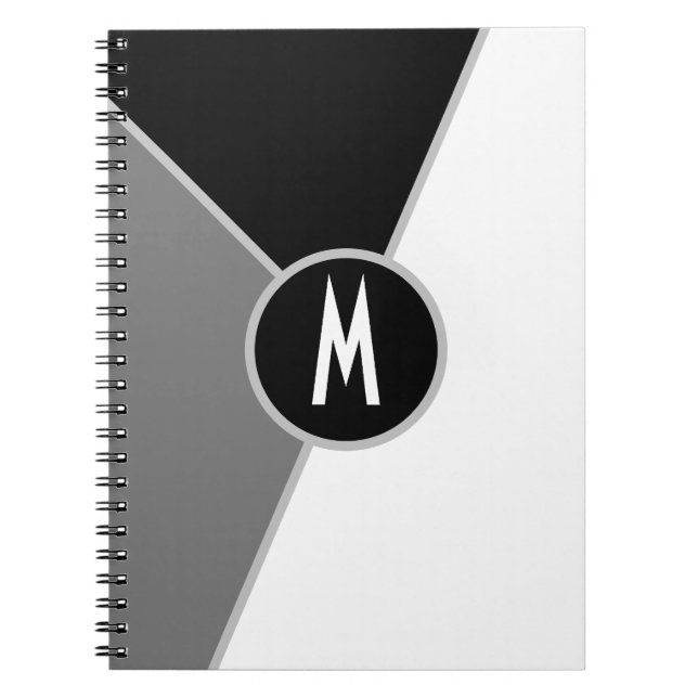 Monochrome Monogrammed Black & White Colour Block Notebook (Front)