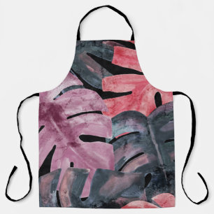 Monochrome Monstera: Watercolor Tropical Pattern. Apron