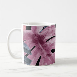 Monochrome Monstera: Watercolor Tropical Pattern. Coffee Mug