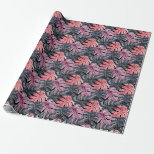 Monochrome Monstera: Watercolor Tropical Pattern. Wrapping Paper