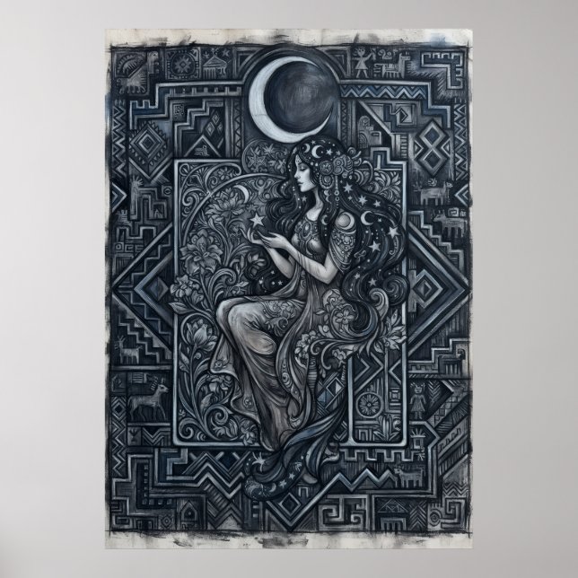 Monochrome Moon Woman Poster (Front)