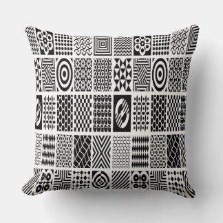 Monochrome Mosaic: Geometrical Black and White  Cushion