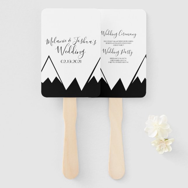 MOnochrome Mountain Top Wedding Suite Hand Fan (Front and Back)