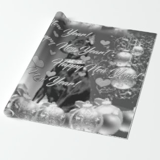 Monochrome New Year theme Wrapping Paper