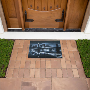 Monochrome New York Skyline Nightscape Doormat