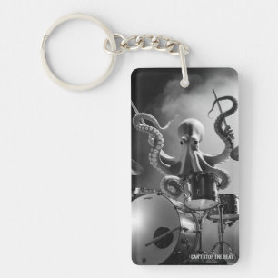 Monochrome Octopus Drummer Stage Lights Keyring