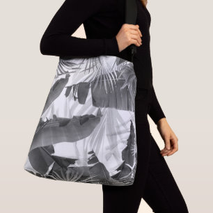 Monochrome Palm Banana Leaves Bliss 1 #tropical Crossbody Bag