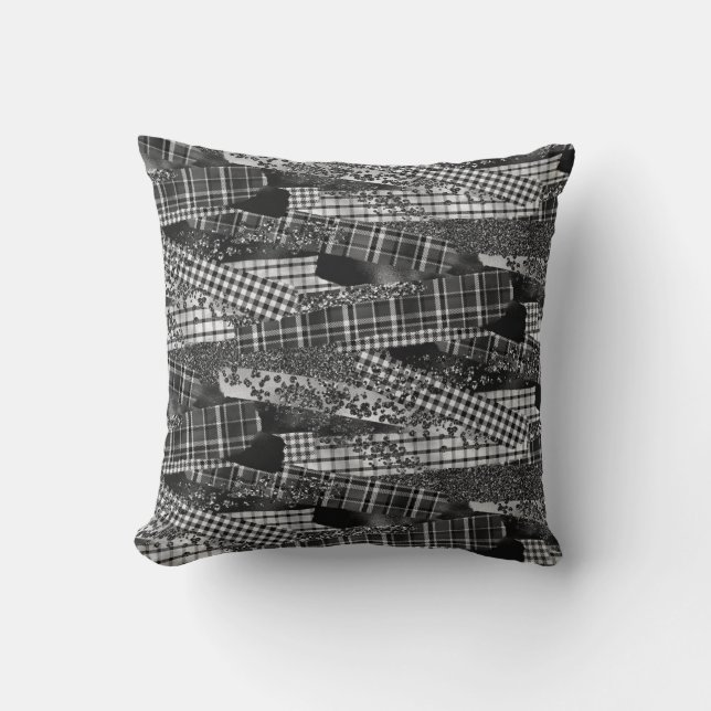 Monochrome Patchwork Accent Cushion (Front)