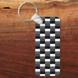 Monochrome Pattern of Gray, Grey, Black and White Key Ring