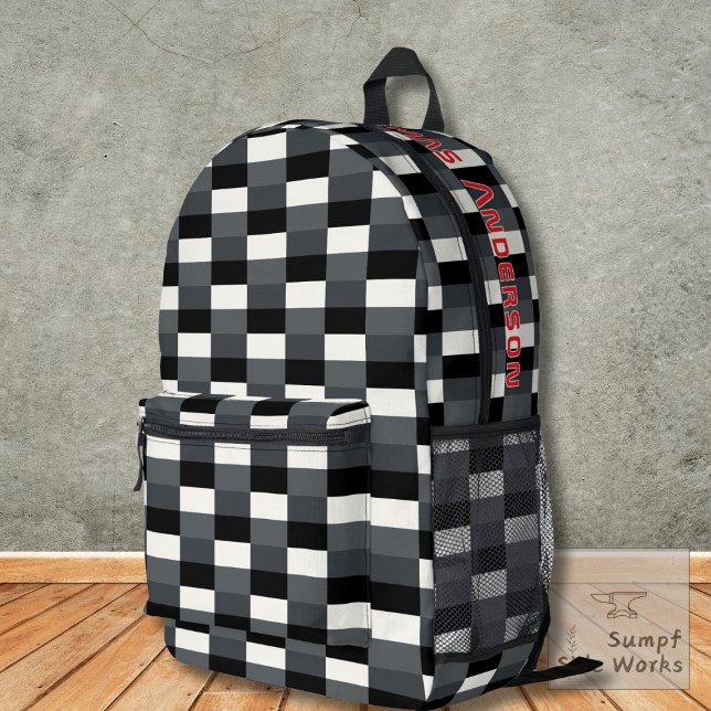Monochrome Pattern of Gray, Grey, Black and White Printed Backpack (Creator Uploaded)