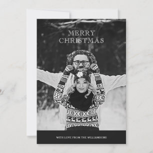 Monochrome Photo Merry Christmas Greeting Card
