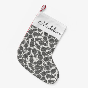 Monochrome Pineapples   Add Your Name Small Christmas Stocking
