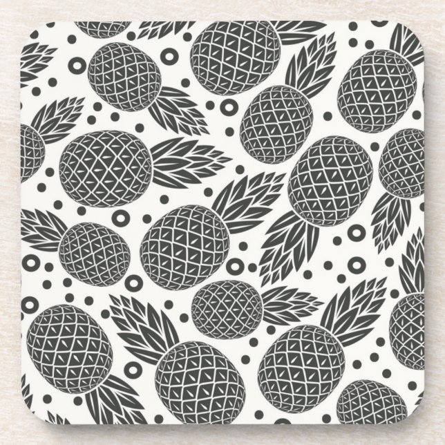 Monochrome Pineapples Coaster (Front)